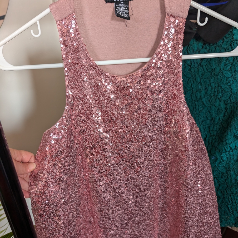 Pink Sequin Sleeveless Top
